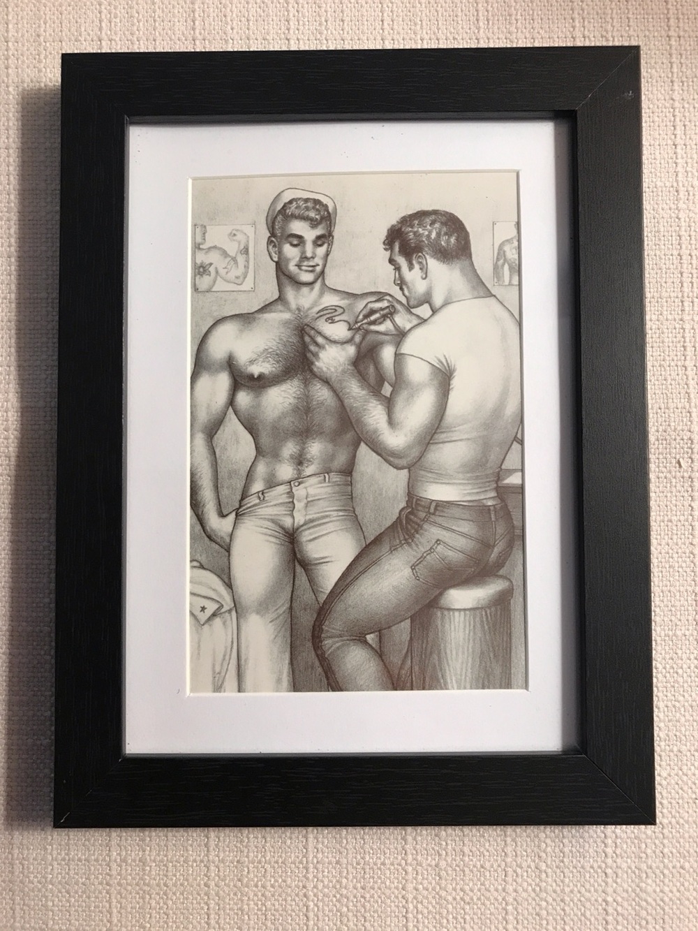 Tom of Finland Matted & Framed Postcard/Print 6” x 8” Sailor & Tattoo Artist